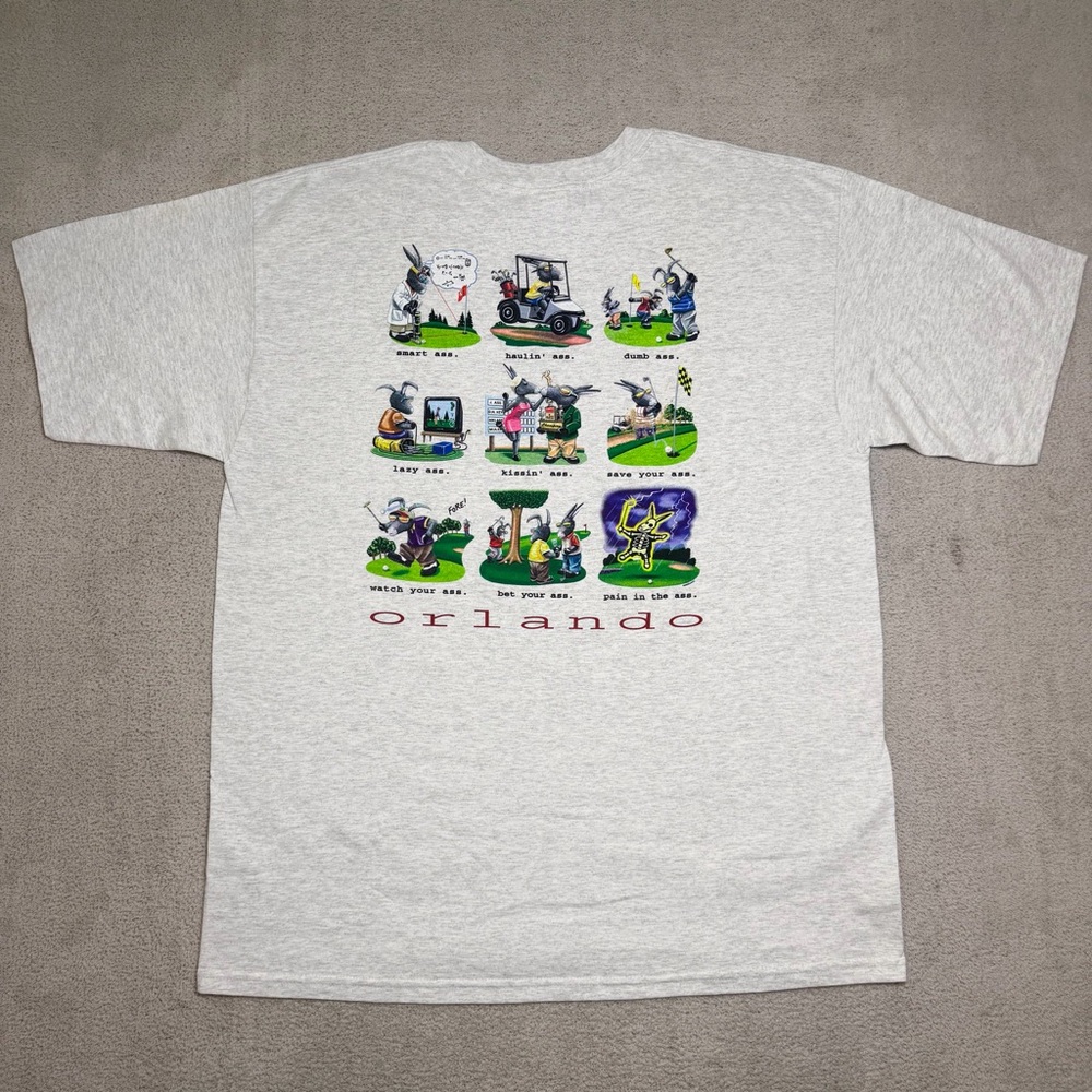 Vintage Duck Company T Shirt Men’s XL Orlando Graphic Print Double Sided Y2K